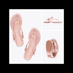 NWT Tory Burch Rose gold Minnie Travel Sandals